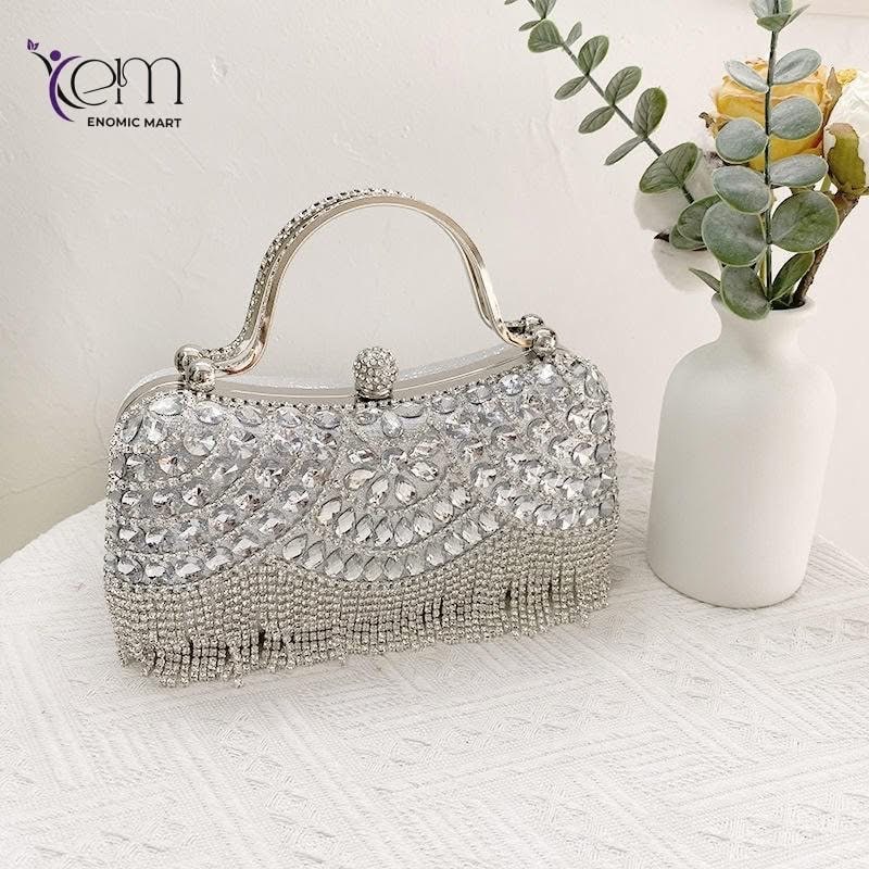 Diamond-encrusted Hand-held Tassel Dress Handbag Birthday Luxury Evening 2026 Wedding Party Bags