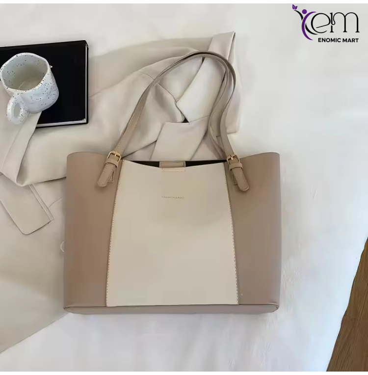 New Fashion Large Retro Style Woman Tote Shoulder Bags Single Handle Polyester Lining Zip Handmade Leather Woman's Handbag