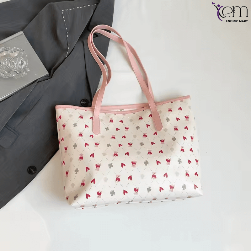 New College Student Tote Bag Women's Large Capacity Portable Shoulder Bag