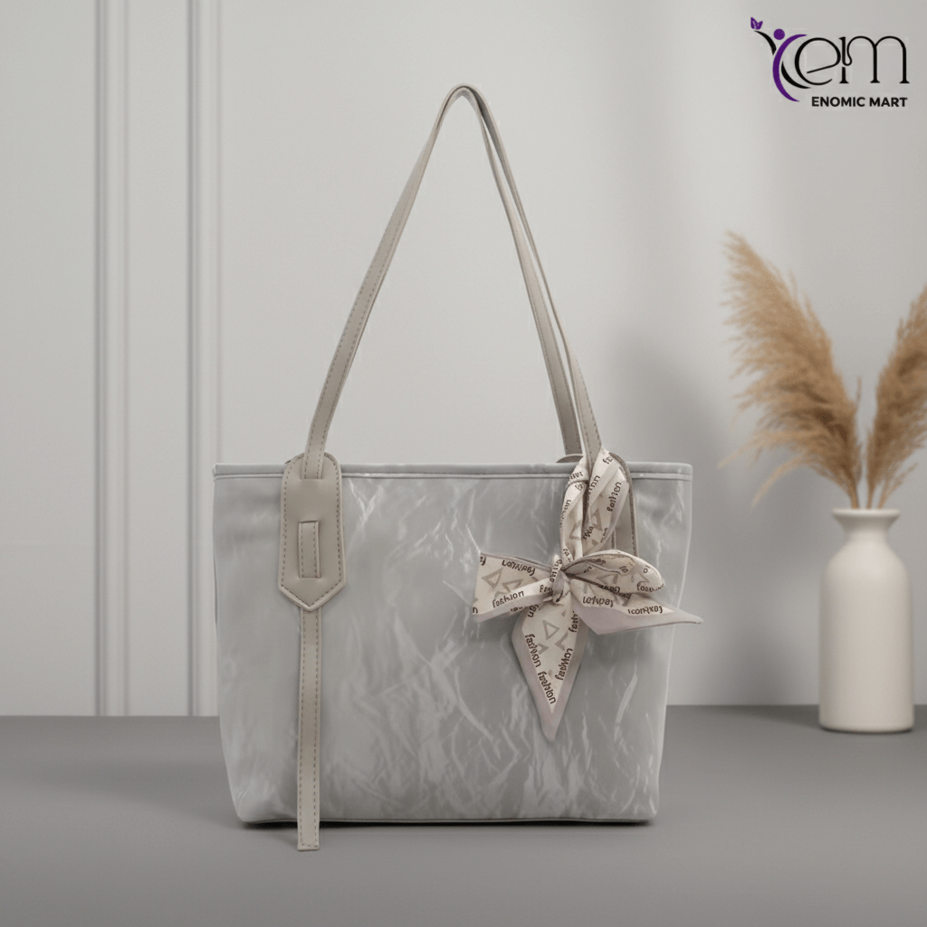 New Arrival Woman's Tote Handbag Large Capacity Solid Color PU Leather Zipper Closure Polyester Lining for Commuting Scarf