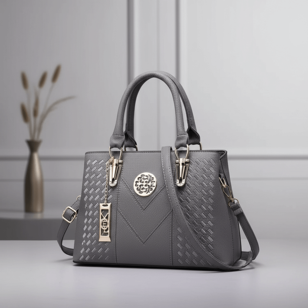 Women Top Handle Satchel Handbags PU Leather Bags Zip Closure Shoulder Tote-Bag