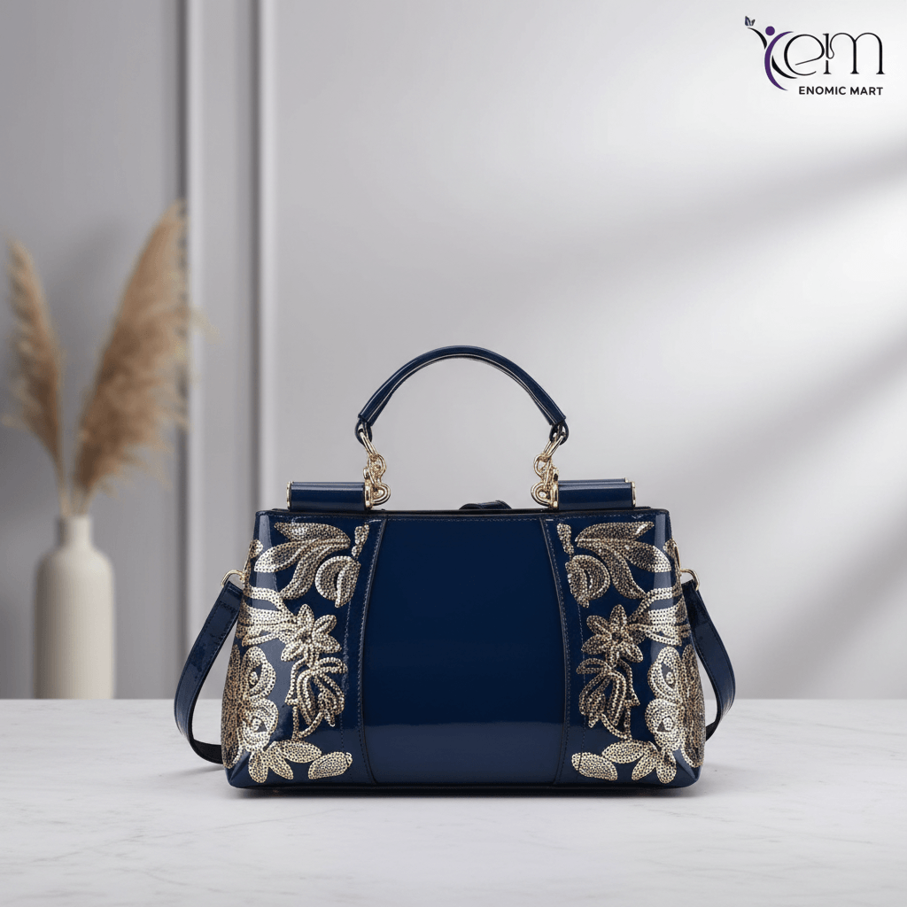 Handle Tote Bag Bright Leather 2024 New Solid Color Versatile Simple Casual Large Capacity Retro Women's Shoulder Bag