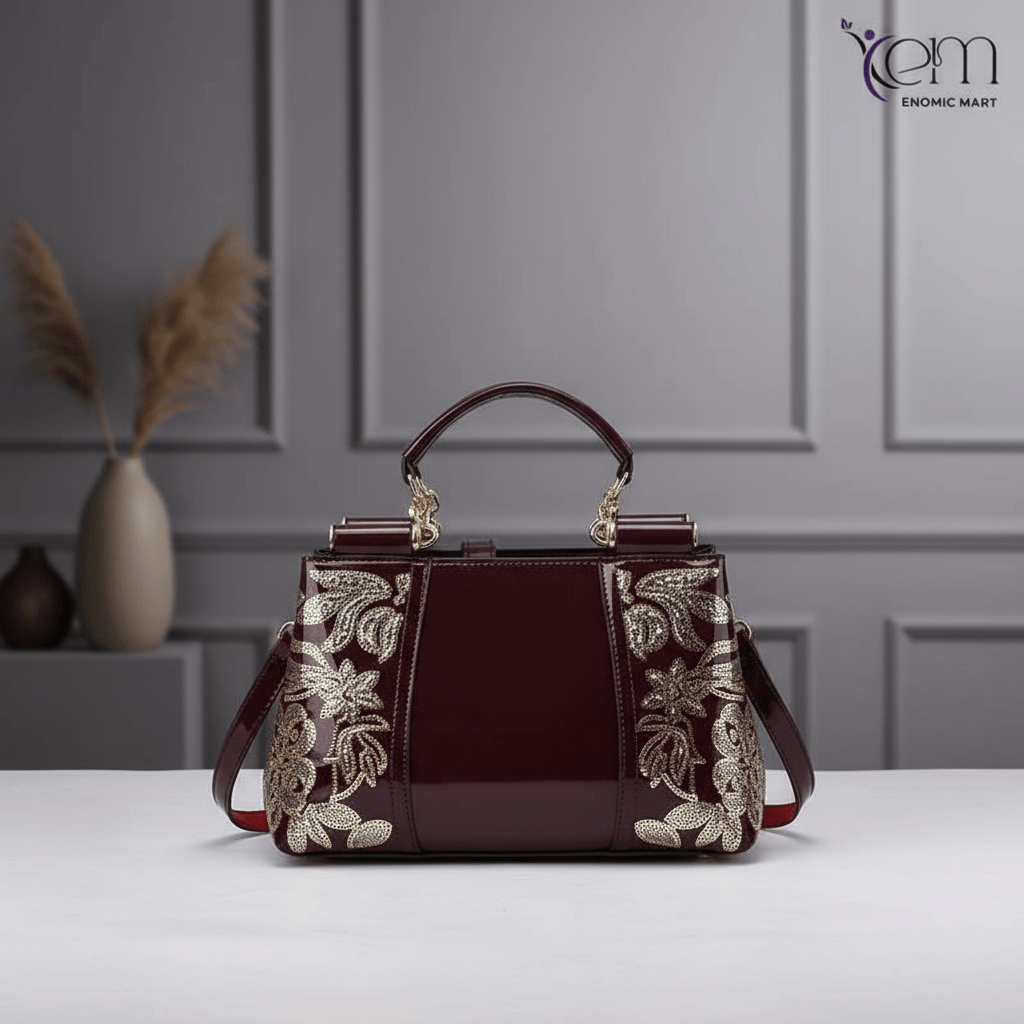 Handle Tote Bag Bright Leather 2024 New Solid Color Versatile Simple Casual Large Capacity Retro Women's Shoulder Bag