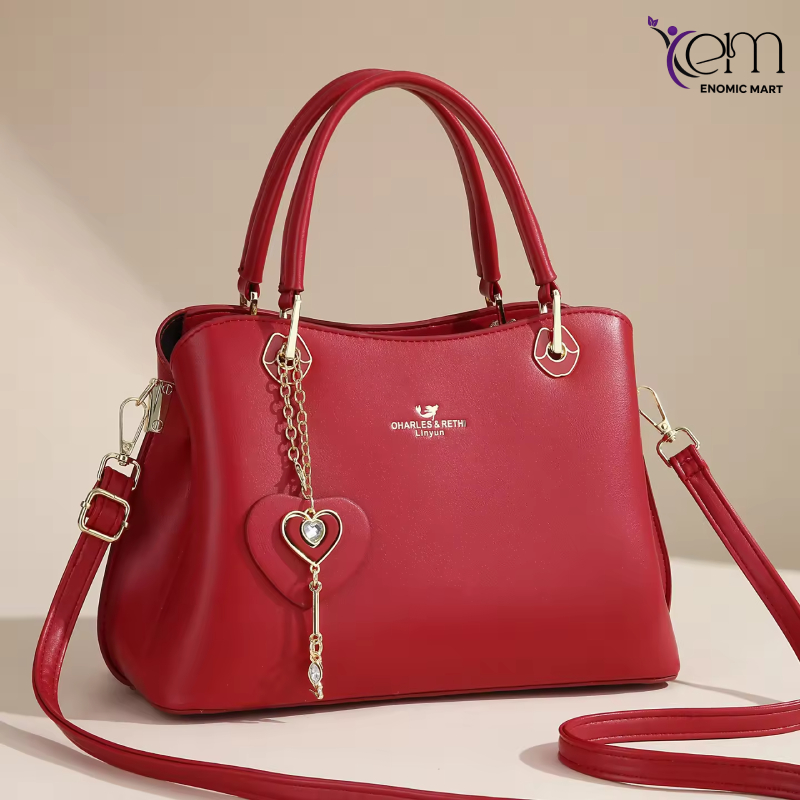 New Original Design with Heart Pendant Large Capacity Work Travel Shopping Tote High Quality Elegant Women's Handbag