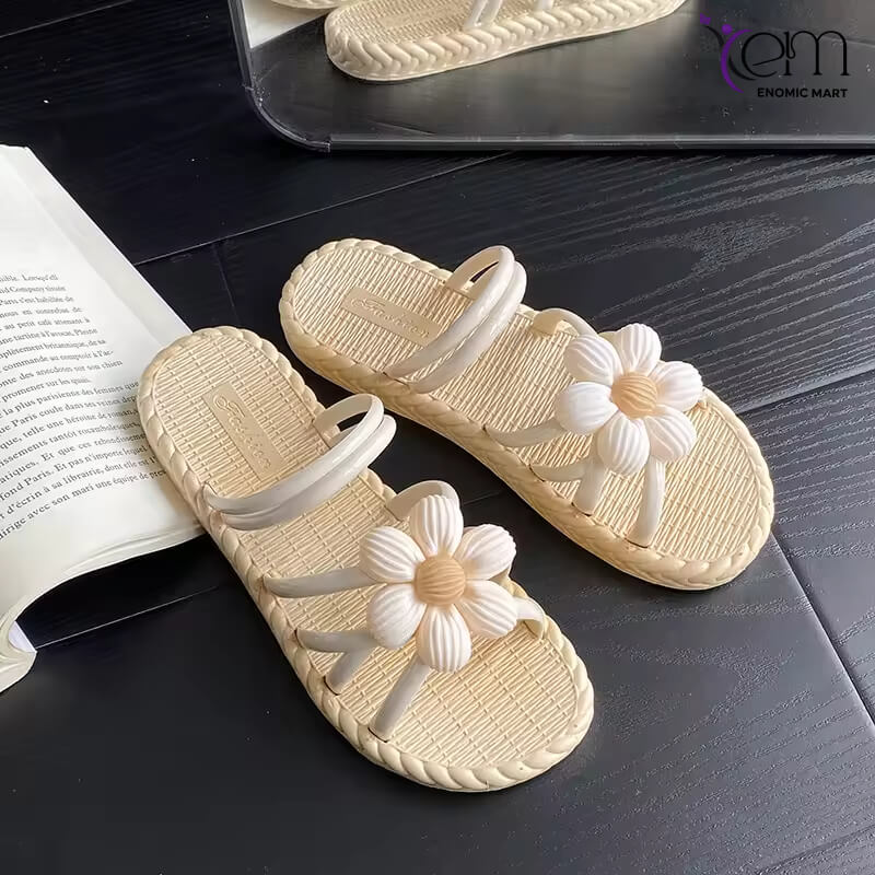 Wholesale New Trends Pvc Weave Flat Sandals Casual slippers for Women Summer slippers Flowers Platform Sandal of China