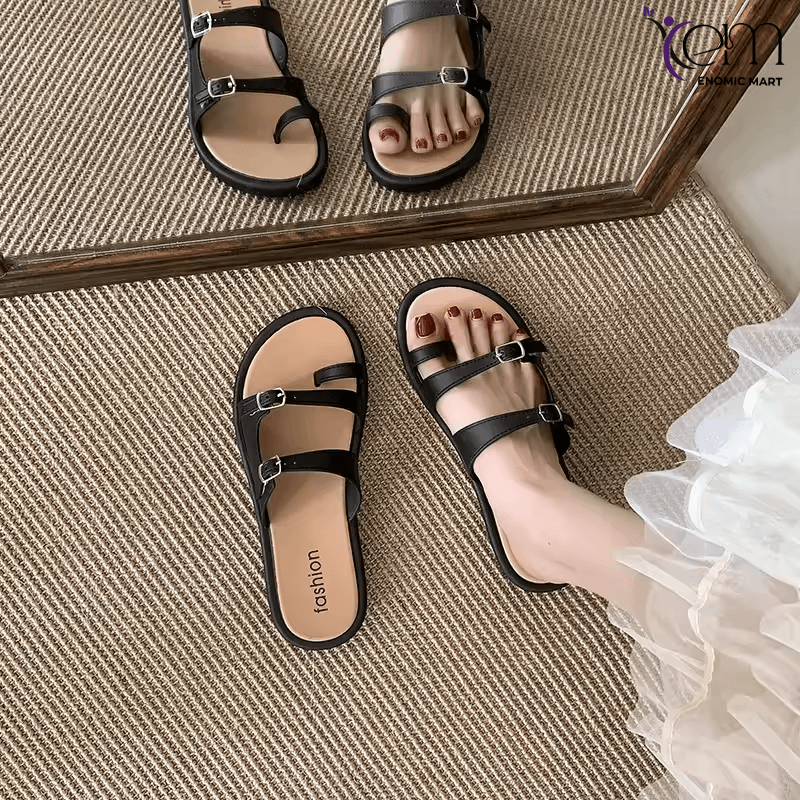 Korean Version Flat Sandals for Women Fairy Style Soft Sole Beach Custom Outdoor Cool Slippers Fashion Trend