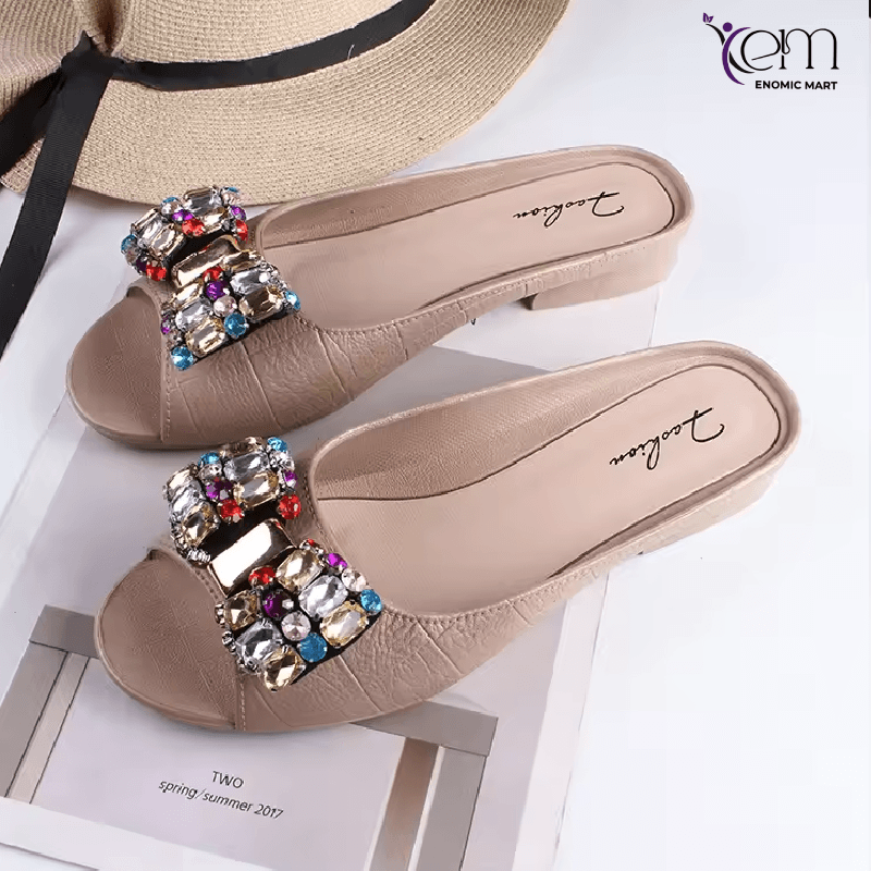 Slipper Ladies Nude Fashion Casual Sandals Slipper Shoes New French Style Women's Single Shoes for Outdoor Open Toe Flat Shoes