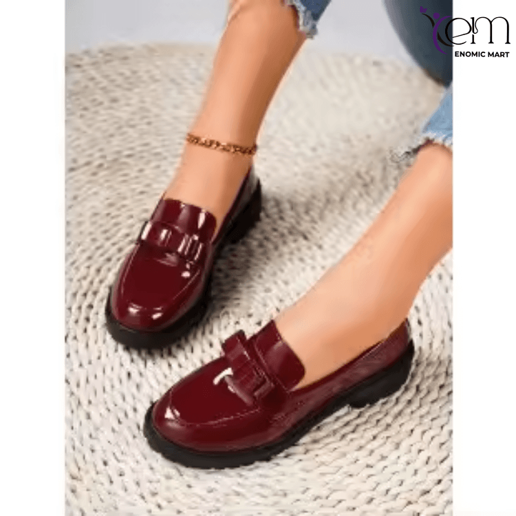 High Quality Pu Leather Women Flat Loafers Fashion Slip On Walking Style Casual Shoes Classic Anti Bow Business Dress