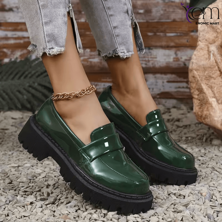 2026 NEW KJ High Quality PU Leather Women Flat Loafers Fashion Slip on Walking Style Casual Shoes Classic Anti Bow Business