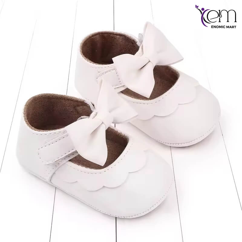 Spring Baby Princess PU Shoes Toddler Cute Bow Decoration Soft Soles Shoes Little Baby Shoes for Girls