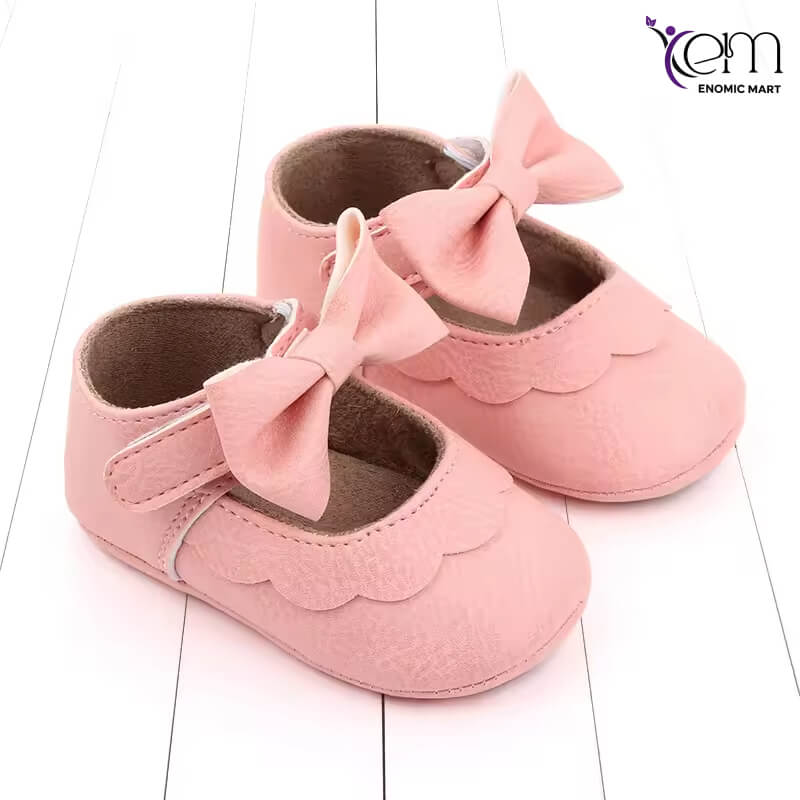 Spring Baby Princess PU Shoes Toddler Cute Bow Decoration Soft Soles Shoes Little Baby Shoes for Girls