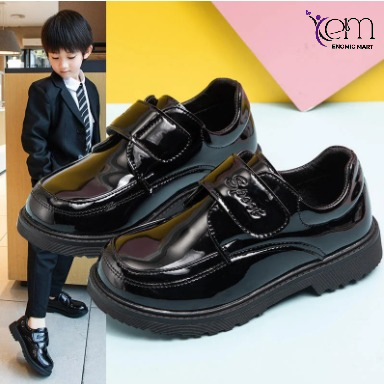 Boys' Leather Shoes for Spring and Autumn New British Style Shoes for Middle and Large Children Performance Black Leather Shoes
