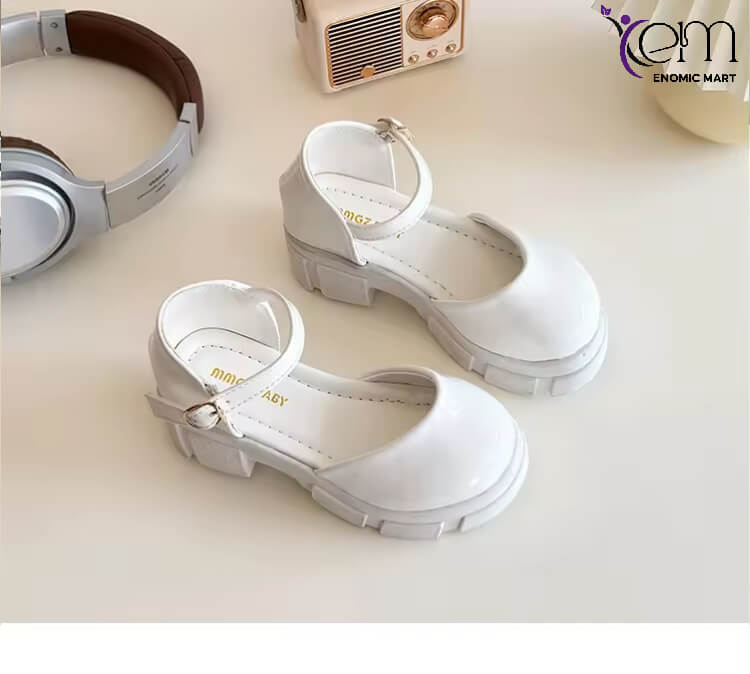 Girls Princess Shoes New Style for Spring and Autumn Children Black PU Leather Shoes Soft Thick Sole Single Shoes for Girls