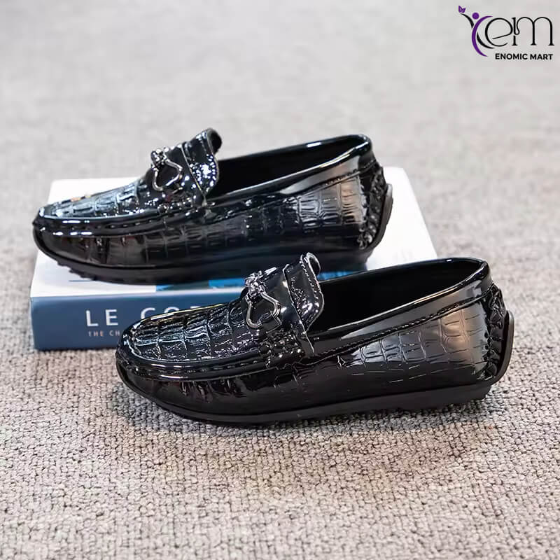 Boy Dress Shoes British Style Single-Layer Slip-On Small Leather Pea & Baby Shoes