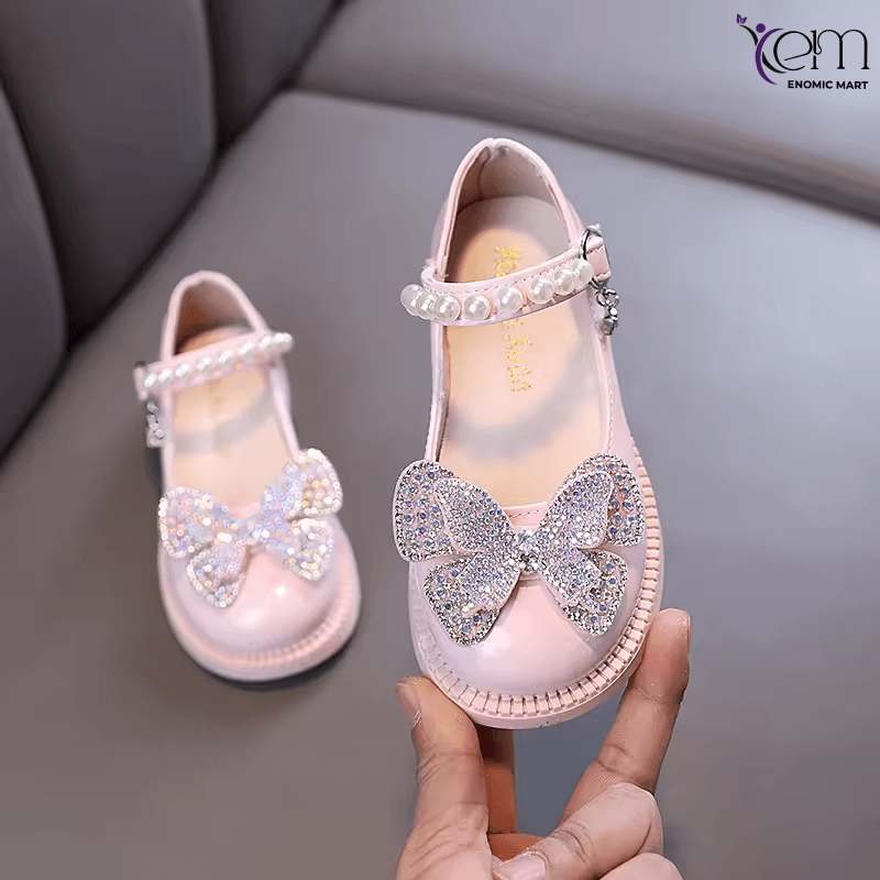 Autumn New Style Lady Baby Girls' Princess Shoes Diamond Single PU Leather Dance Performance Shoes Buckle Strap Closure Summer