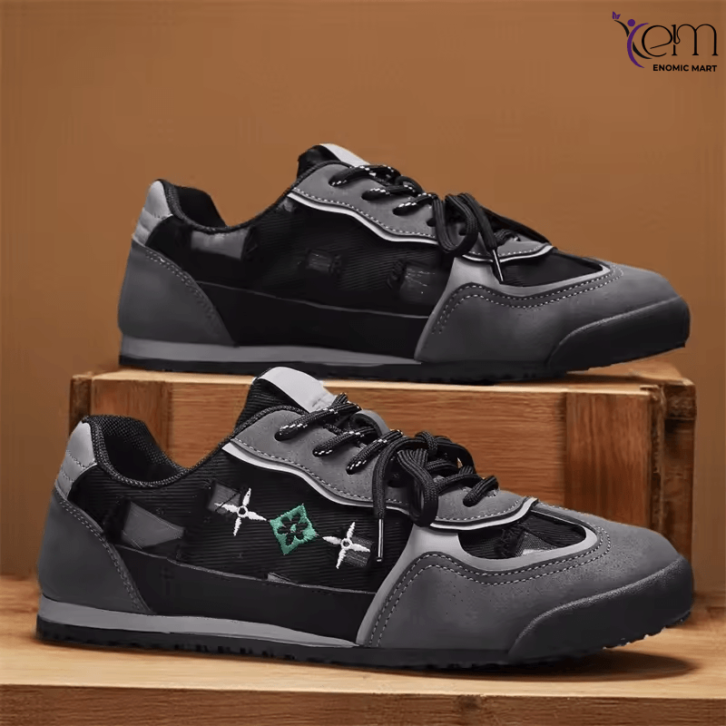 Men's Breathable Knit Mesh Sports Shoes Casual Sneakers for Spring/Autumn Lace-Up Fashion Trend Walking Style