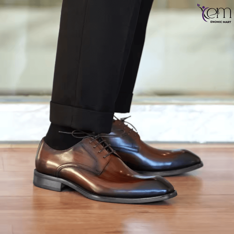Mens Leather Shoes British Style Simplicity Breathable Lace up Hand Polished Pointed Toe Plus Size Business Formal Mens Shoes