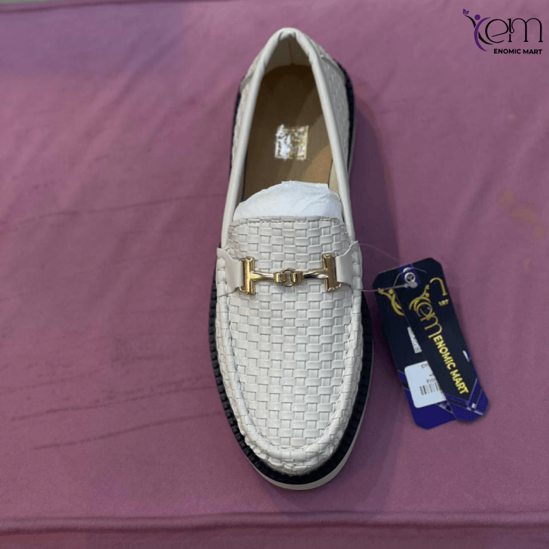 Men's Uniform Dress Oxford Loafers Derby Flats Slip on Low-top Height Increasing Metal Buckle Embossed Cow Genuine Leather