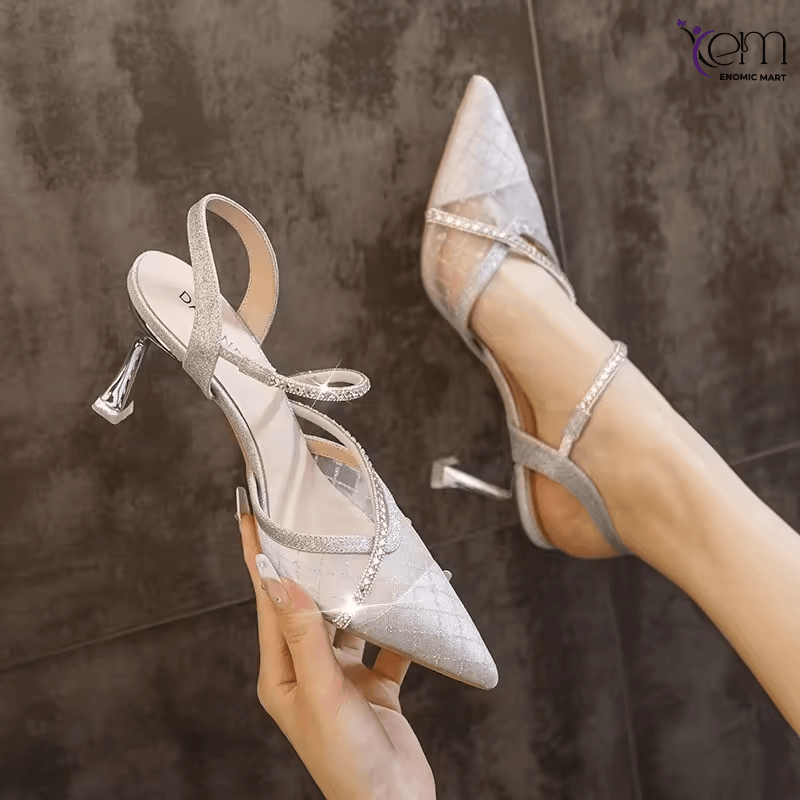 Summer Fashionable Women's Sexy High Heels 2024 Spring New Mesh Half Headed Slim Heel Sandals