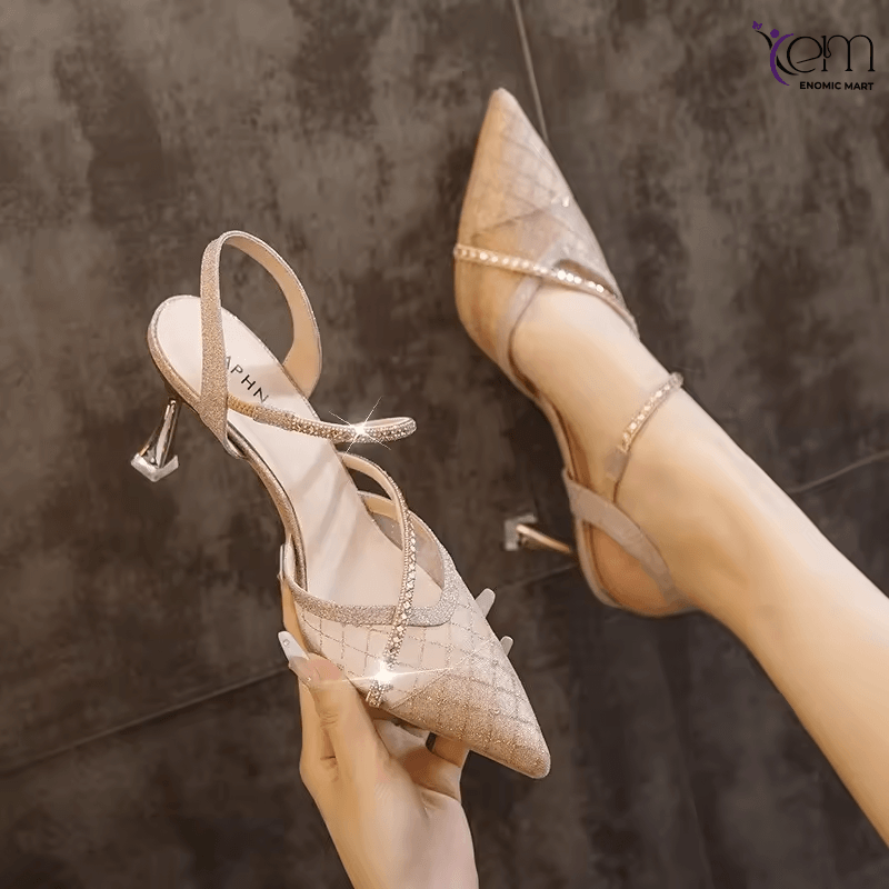 Summer Fashionable Women's Sexy High Heels 2024 Spring New Mesh Half Headed Slim Heel Sandals