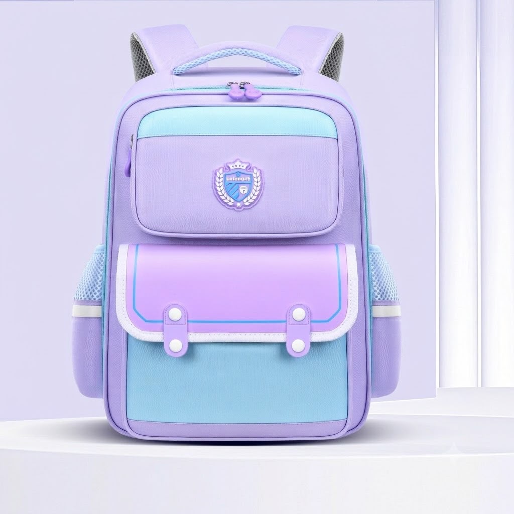 Fashion Panelled Student Backpack  Solid Color
