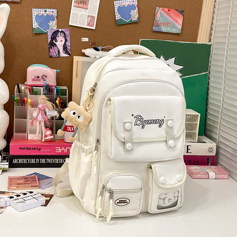 Soft Fresh Style Korean College Multi-compartment Waterproof Backpack