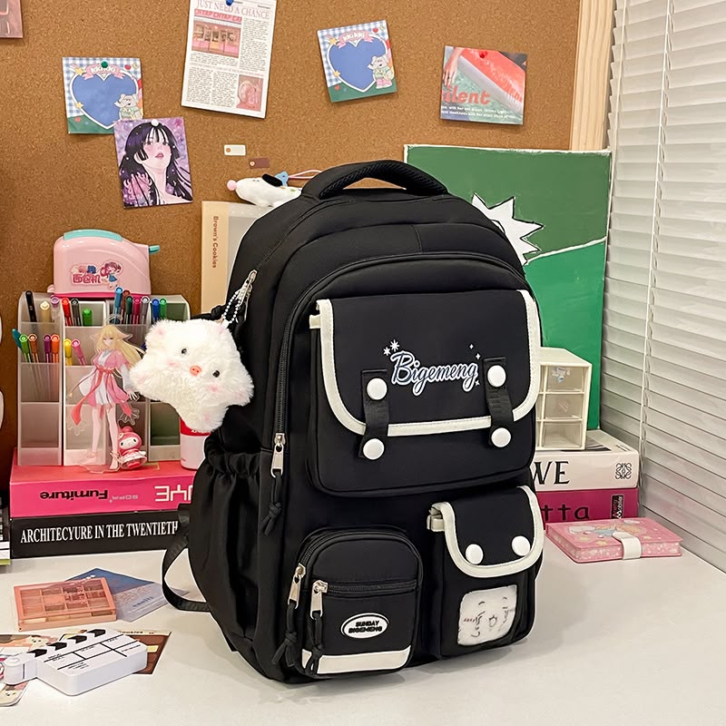Soft Fresh Style Korean College Multi-compartment Waterproof Backpack