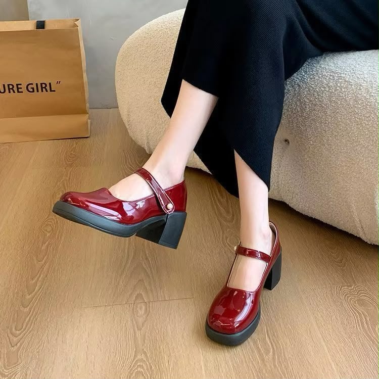Women Chunky Heels PU Leather